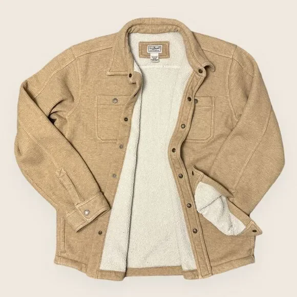 L.L. Bean Katahdin Iron Works Sherpa Lined Shirt Jacket Shacket Men’s Large - Picture 2 of 14